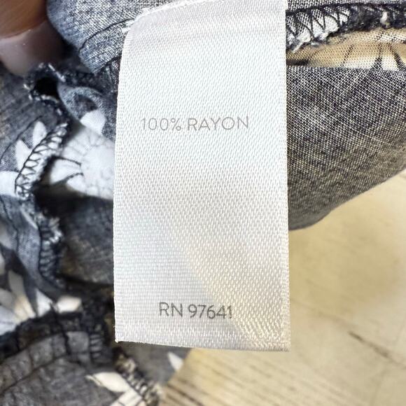 J. Jill XL black white floral babydoll midi dress whimsygoth cottage coquette - Picture 10 of 12